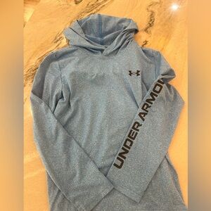 KIDS' TWIST EXTENDED FUNNEL NECK HOODIE IN ELECTRIC BLUE TWIST